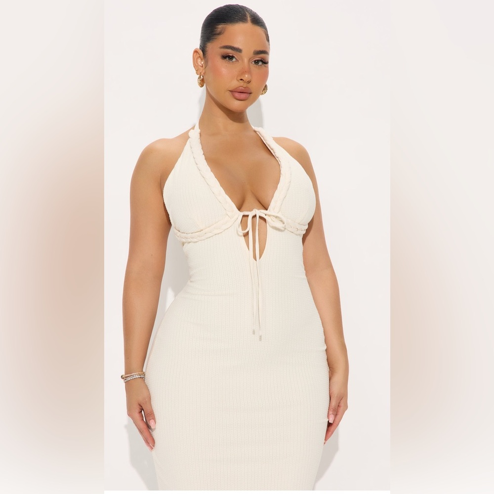 Elegant Cream Halter Dress